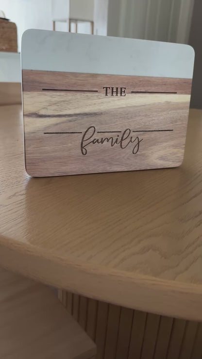 Personalized Marble and Acacia Wood Serving/Cutting Board